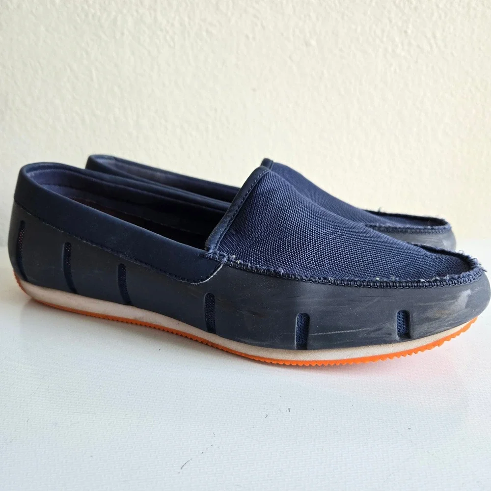 SWIMS Mens Loafers Navy Blue Orange Water‎ Resistant Boat Shoes SW-001 Size 10
